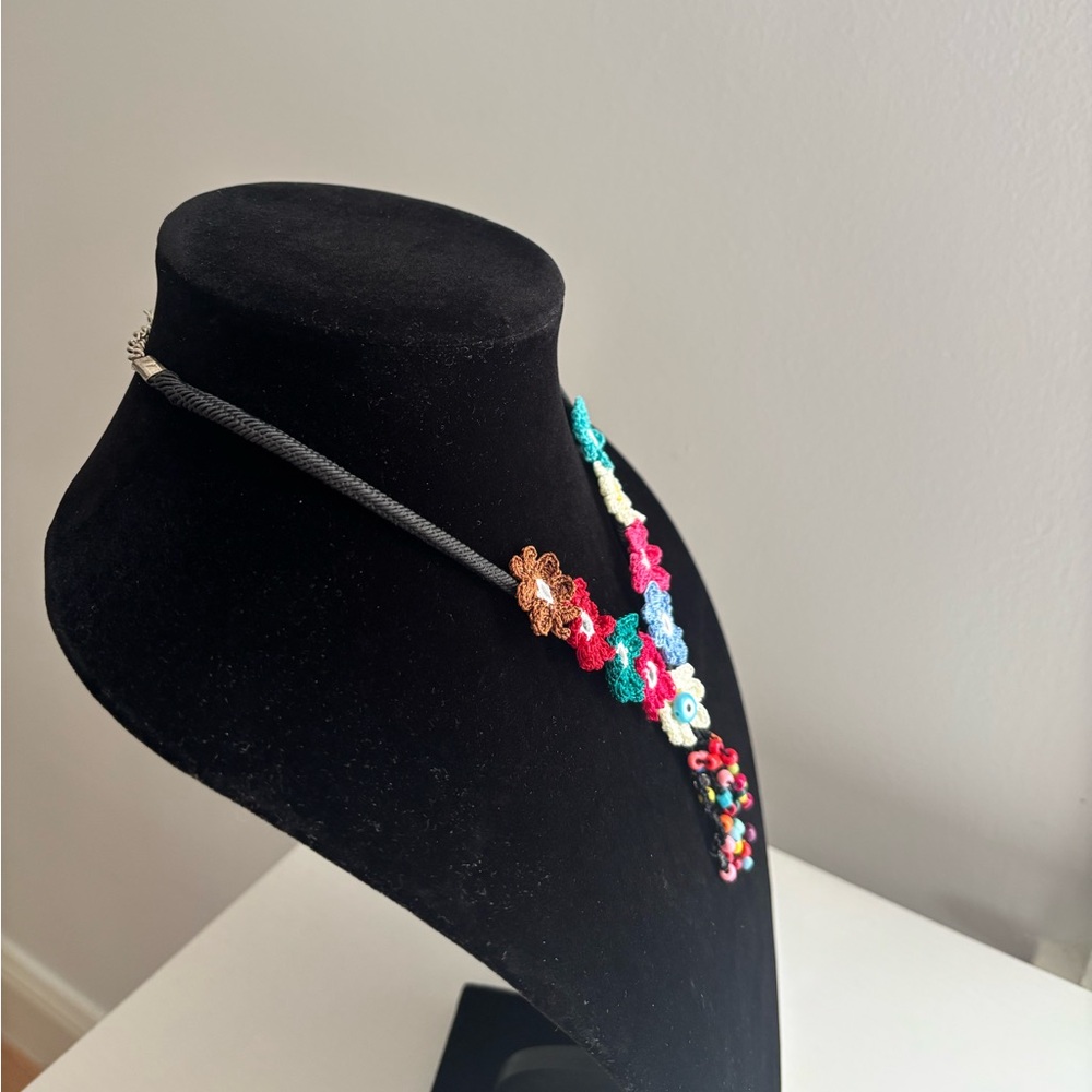 Colorful Crochet Flower Tassel Necklace - Picture 4 of 7
